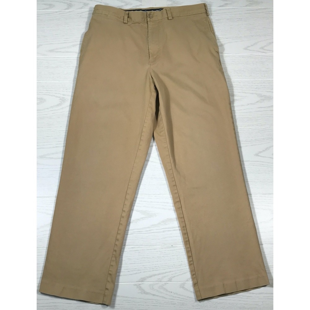 Vintage J Crew Classic Fit Chino Pants Men 34x28 Brown Flat Front Preppy Y2K Dad